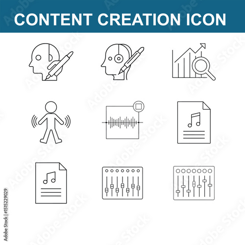 Content creation icon line art design. full editable stroke 