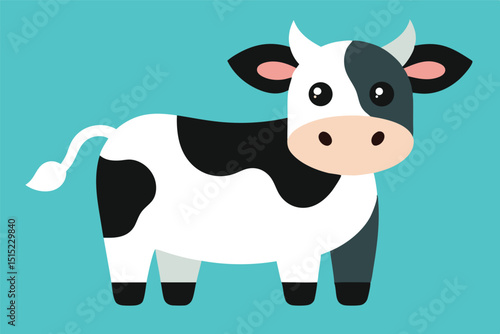 Funny farm animal cartoon illustration of a cute dairy cow isolated on white