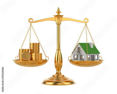 house and money on scale. I...