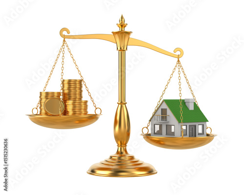 house and money on scale. I...