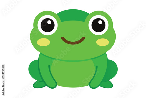 Funny Cute Green Cartoon Frog Character Illustration