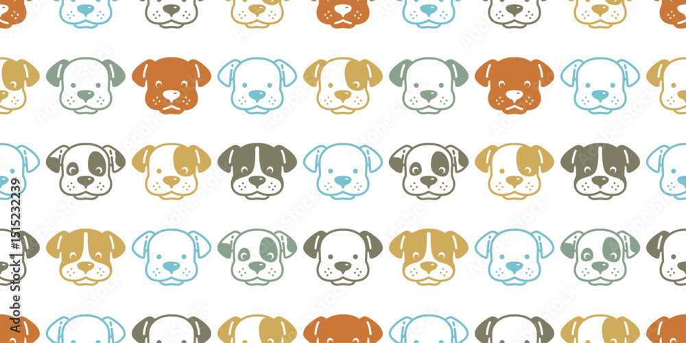 Obraz premium dog seamless pattern vector puppy smiling face french bulldog pet breed cartoon doodle tile background gift wrapping paper repeat wallpaper illustration isolated design color