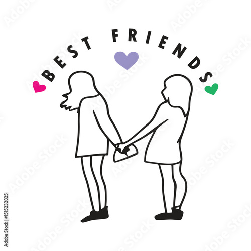 Best friends forever illustration with hearts