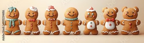 Wallpaper Mural Decorated gingerbreads are lined up in a row food background banner Torontodigital.ca