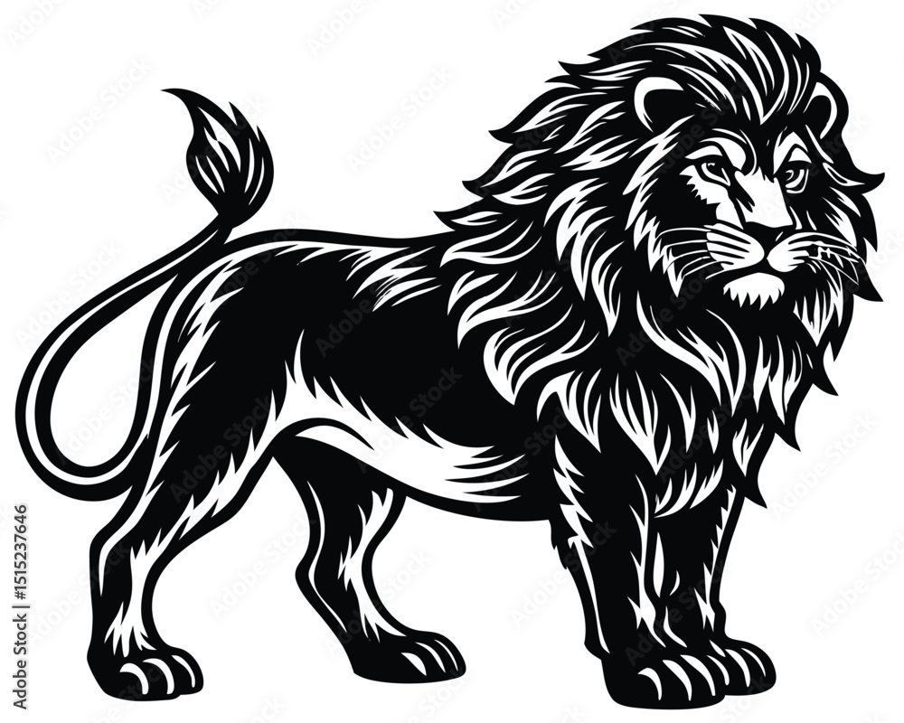 Obraz premium Black and white tribal lion head vector illustration for tattoo design or wild animal logo mascot