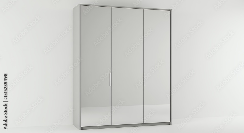 Contemporary mirrored wardrobe with three panels Contemporary mirrored wardrobe with three panels
