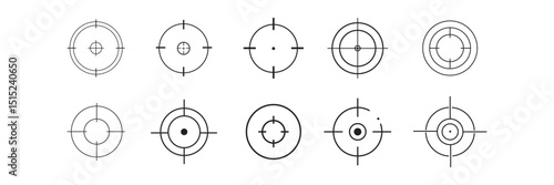 Target aim set. Sniper target aim shoot icon collection. Target cursor icon. Goal icon isolated on white background.