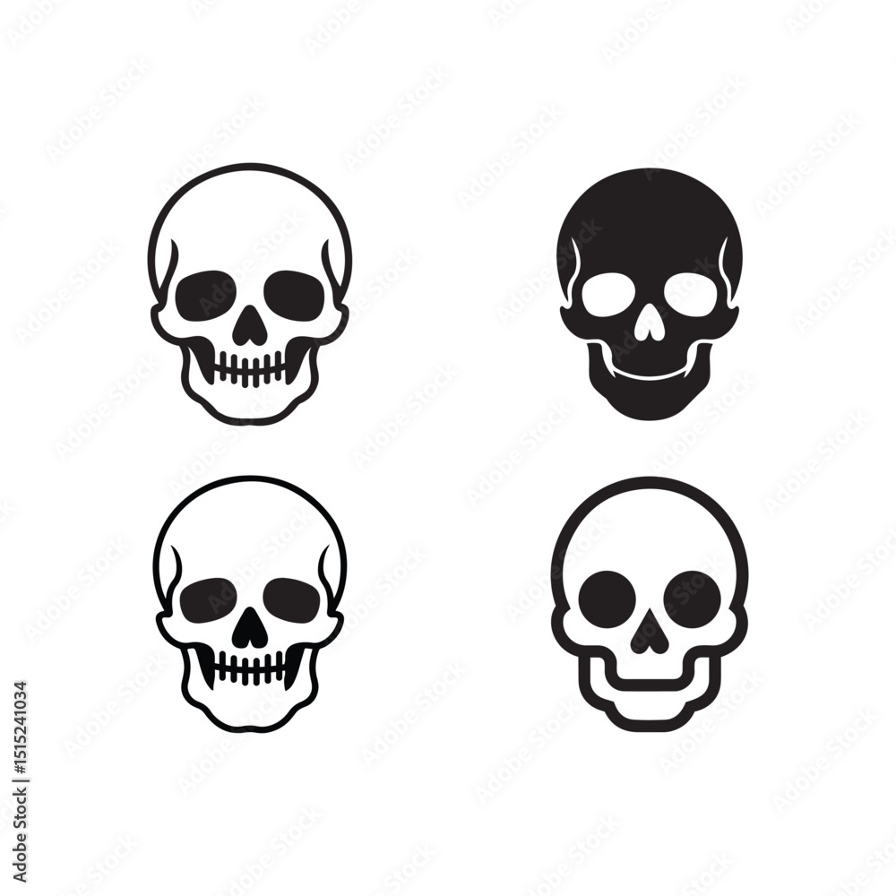 a vector illustration set of skull on white background. a vector illustration set of skull on white background.