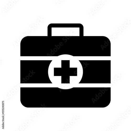 First aid box icon, First aid kit icon, medical briefcase icon.