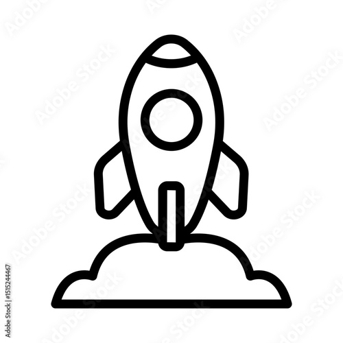 Rocket outline icon. Space exploration icon isolated on white background. Transparent background, minimalist symbol. Vector images