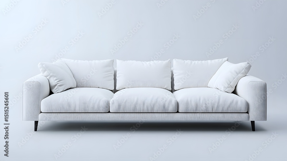 Fototapeta premium White sectional sofa against a plain background.