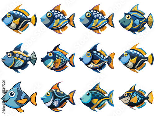 Triggerfish vector illustration isolated on white background.