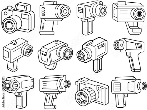 Thermal Imaging outline Camera vector illustration isolated on white background.