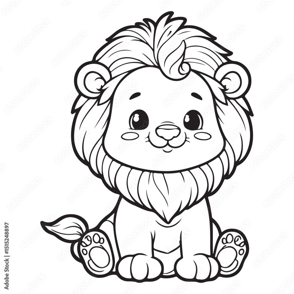 Obraz premium cute lion, vector image suitable for coloring books