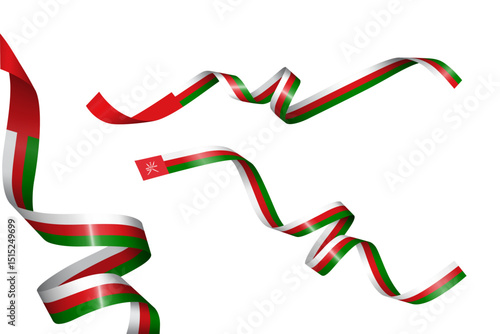 Set of flag ribbon with colors of Oman for independence day celebration decoration