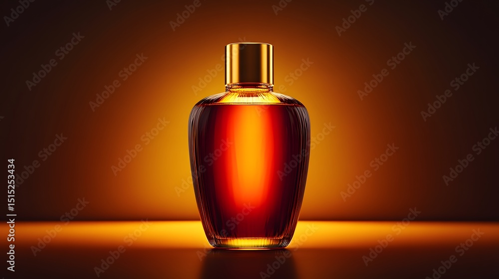 Amber perfume bottle against a warm backdrop. Amber perfume bottle against a warm backdrop.