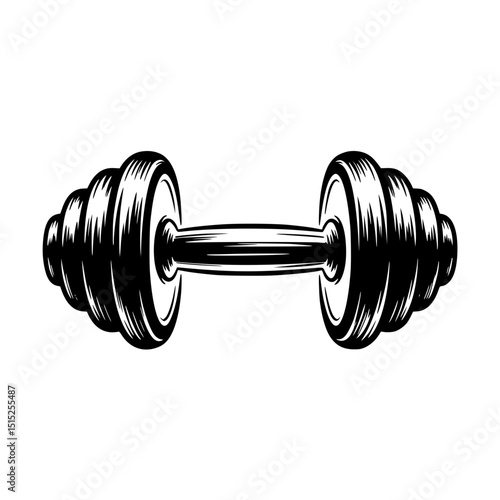 Illustration of a dumbbell with detailed shading