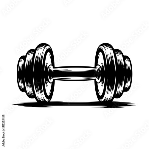 Illustration of a dumbbell with detailed shading