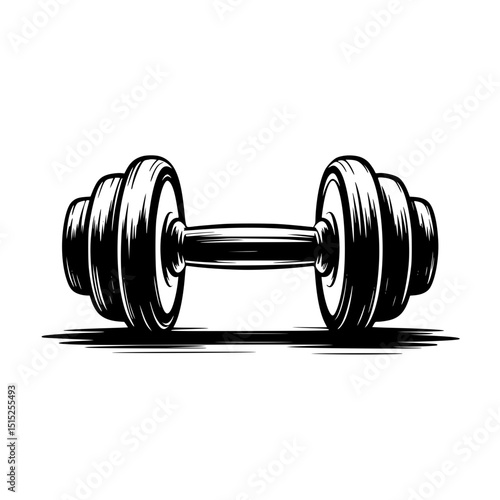 Illustration of a dumbbell with detailed shading