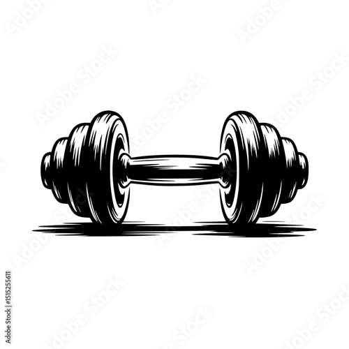 Illustration of a dumbbell with detailed shading