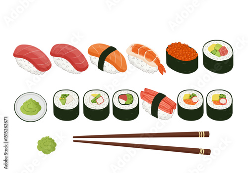 Colorful sushi variety