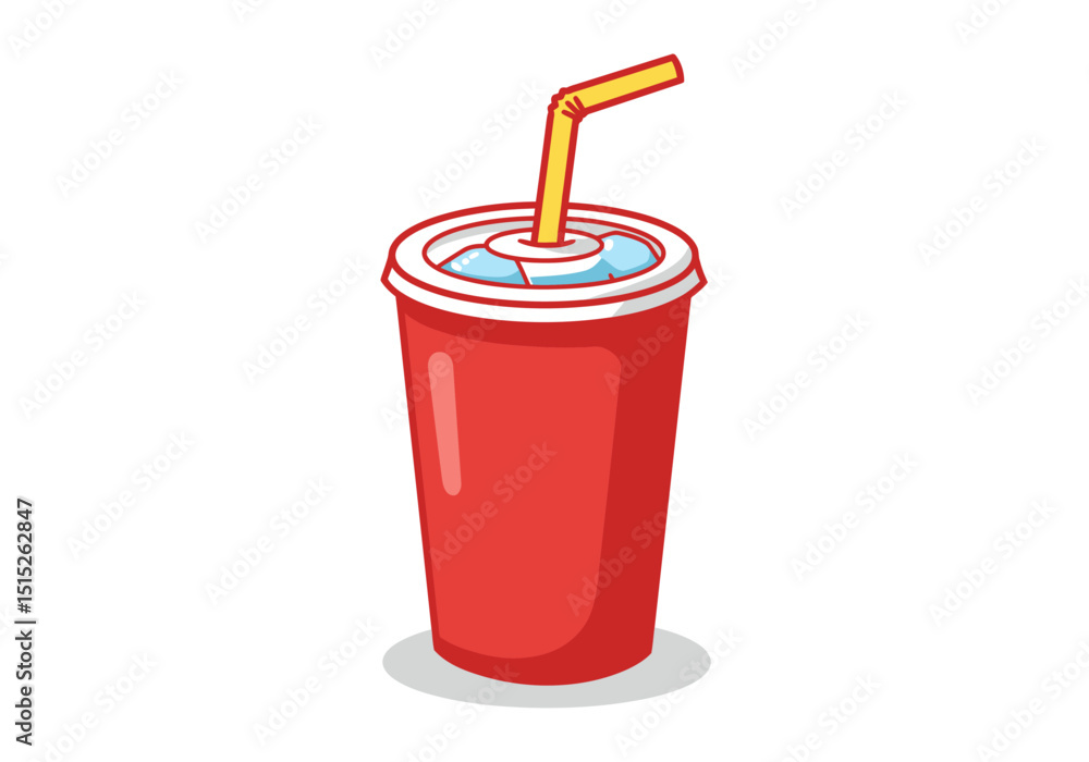 Red plastic soda cup with straw Red plastic soda cup with straw