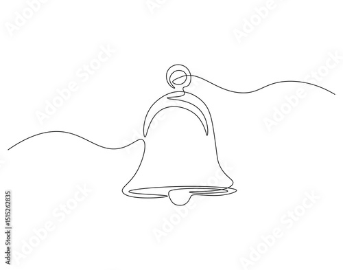 School bell continuous line. Continuous one line drawing of school bell. Back to school, reminder, alertness concept. Single line drawing