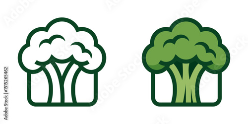 Vector illustration of broccoli and cauliflower vegetable icons.