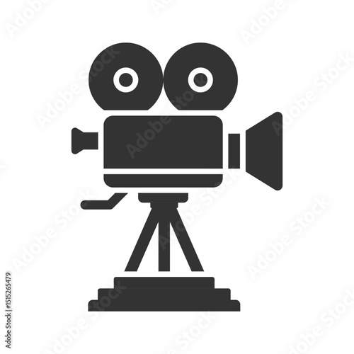 Vector illustration of vintage movie camera with classic design.