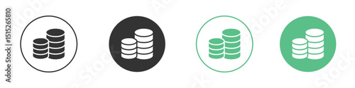 Coins stack icon logo vector set. Graphic design elements