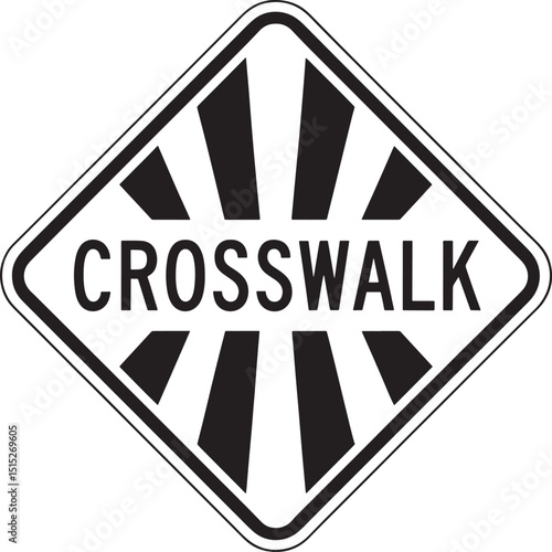 Monochrome Crosswalk Sign Vector Illustration: Pedestrian Safety Symbol on  Background for Road Safety Awareness