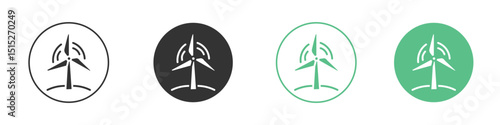 Eolic energy icon logo vector set. Graphic design elements
