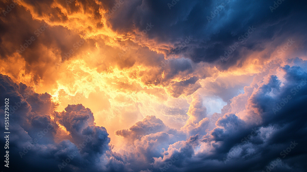 Dramatic red and orange clouds ignite the sky at sunset, a beautiful abstract fire in nature's light Dramatic red and orange clouds ignite the sky at sunset, a beautiful abstract fire in nature's light
