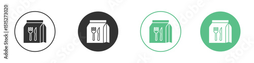 Food delivery paper bag icon logo vector set. Graphic design elements