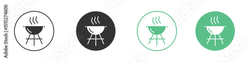 Grill icon logo vector set. Graphic design elements