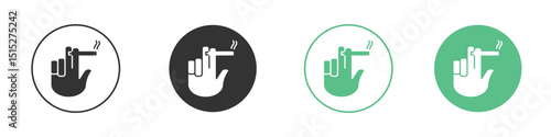 Hand holding cigarette icon logo vector set. Graphic design elements