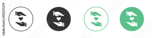 Hand holding heart icon logo vector set. Graphic design elements