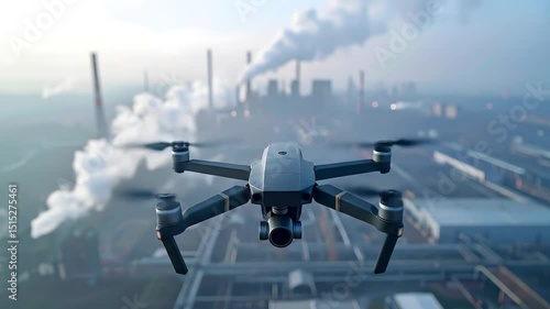 Wallpaper Mural Drone over industrial cityscape with heavy pollution Torontodigital.ca