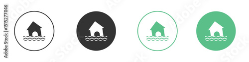 House flood icon logo vector set. Graphic design elements