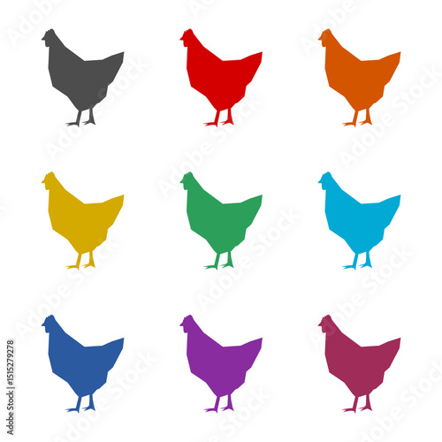 Chicken icon isolated on white background. Set icons colorful