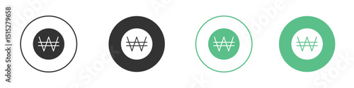 Korean won icon logo vector set. Graphic design elements