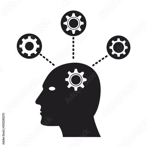human head silhouette with gears