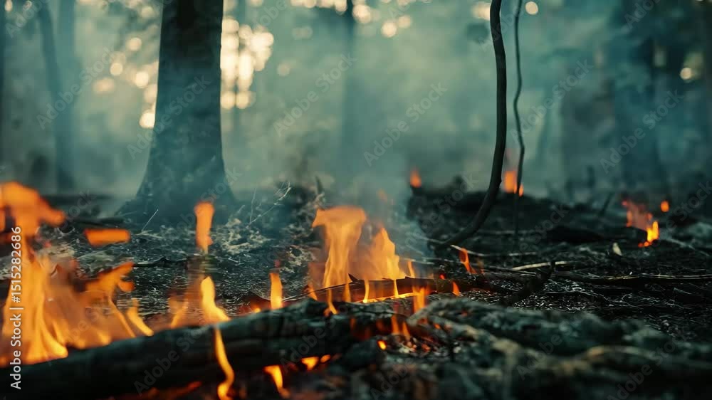 Forest fire from deforestation threatens wildlife and plant life in the environment, deforestation make fire on forest damage environment video stock ing Forest fire from deforestation threatens wildlife and plant life in the environment, deforestation make fire on forest damage environment video stock ing
