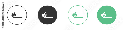 Match fire icon logo vector set. Graphic design elements
