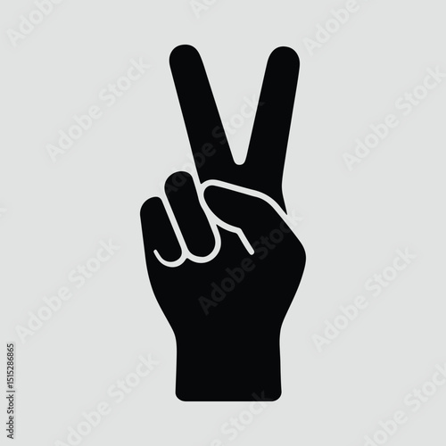 Hand making peace sign simple flat shape Vector Illustration