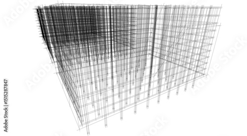 Architecture building 3d rendering. Concept sketch.