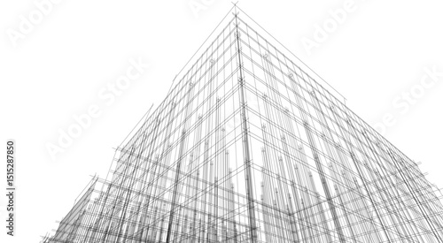 Architecture building 3d rendering. Concept sketch.