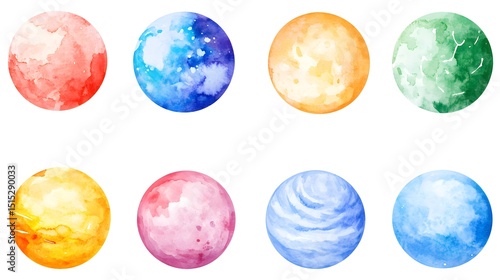 Wallpaper Mural Colorful watercolor celestial bodies. Torontodigital.ca