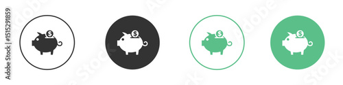 Piggy bank icon logo vector set. Graphic design elements