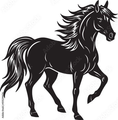 horse silhouette illustration vector logo sticker